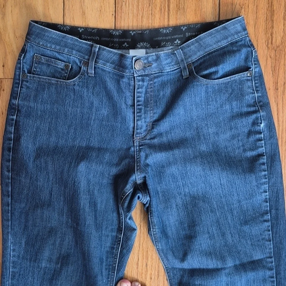Merona Comfort-No-Gap Waistband Stretch Jeans Womens 12R Blue Straight Leg Denim